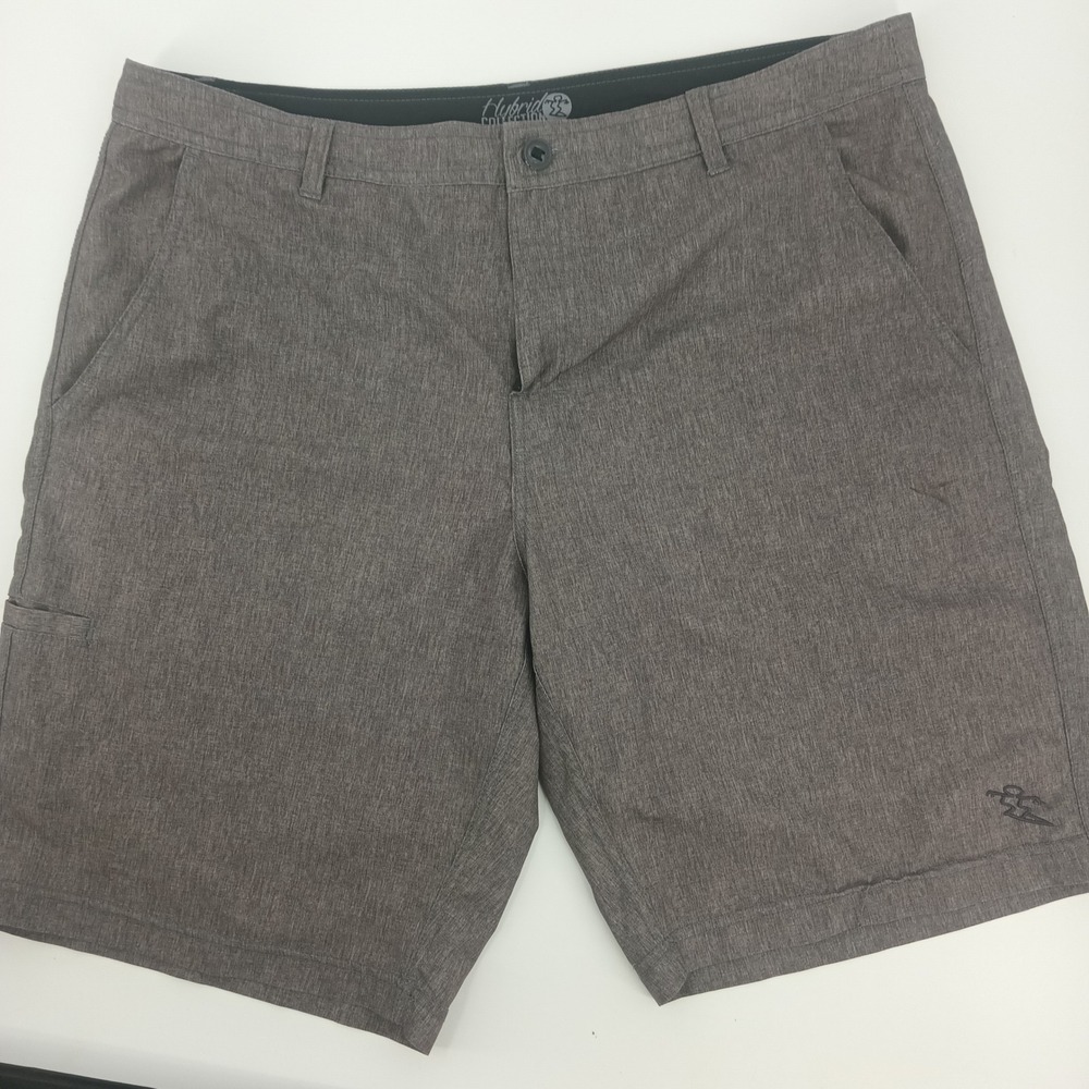 Da Hui Hybrid Collection Mens Shorts Gray Heather Stretch Boardshorts Size 38